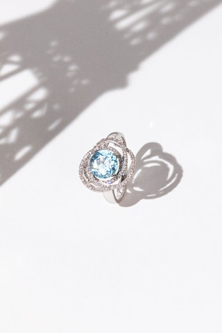 Anello Mississippi  - Oro bianco, topazio e diamanti