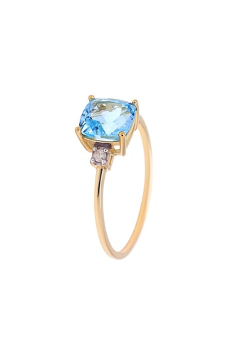 Anello - Oro giallo, diamanti e topazio