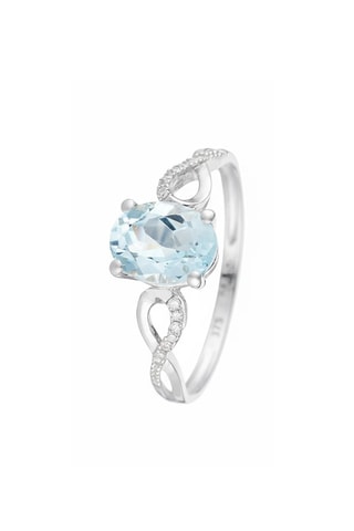 Anello Tobago - Oro bianco, diamanti e topazio