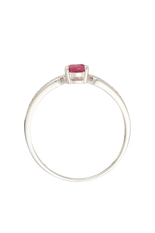 Anello Eugenie - Oro bianco, diamanti e rubino