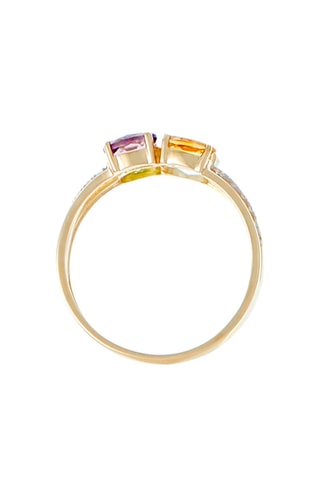 Anello Cayuga - Orio giallo, diamanti, peridoto, topazio, ametista e citrino