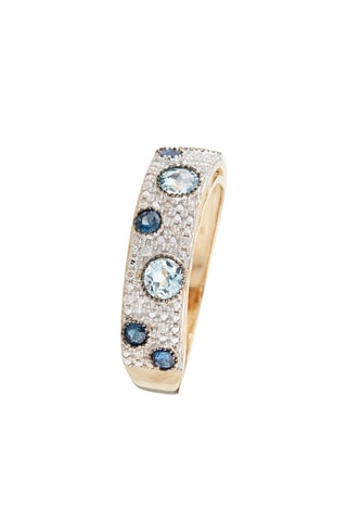 Anello Majunga - Oro giallo, diamanti, zaffiri e topazi