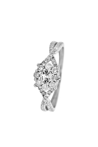 Anello Daria - Oro bianco, diamanti e topazio