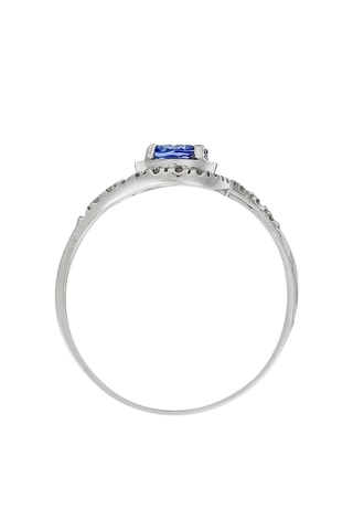 Anello - Oro bianco, diamanti e tanzanite