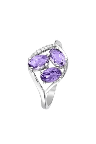 Anello - Oro bianco, diamanti e ametiste