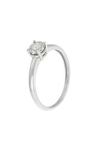 Solitario Akna - Oro bianco e diamanti