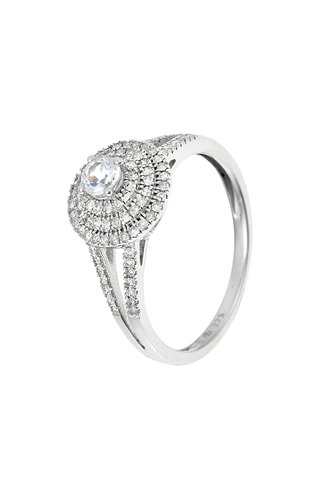 Anello Darwin - Oro bianco, diamanti e topazio