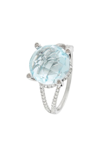 Anello Marovao - Oro bianco, topazio e diamanti
