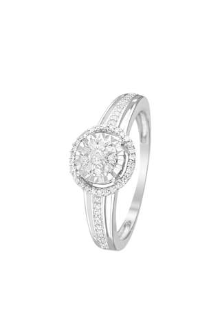 Anello Soyons Heureux - Oro bianco e diamanti