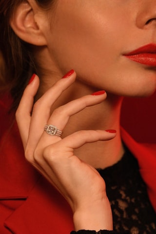 Anello Remban - Oro bianco, diamanti e topazio