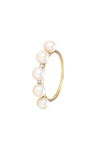 Anello Crown - Oro giallo, perle coltivate e diamanti
