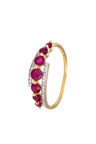 Anello Bran - Oro giallo, rubino e diamanti