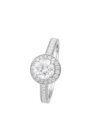 Anello Isis - Oro bianco, diamanti e topazio