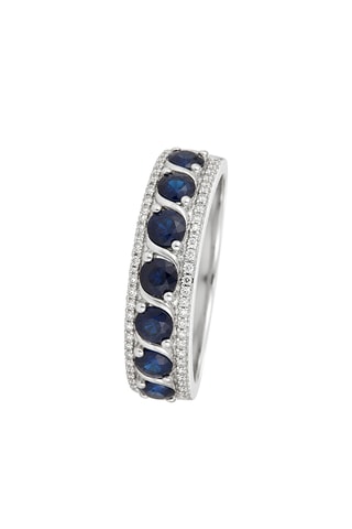 Anello Sitra - Oro bianco, diamanti e zaffiri