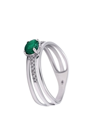 Anello Mangaïa - Oro bianco, smeraldo e diamanti