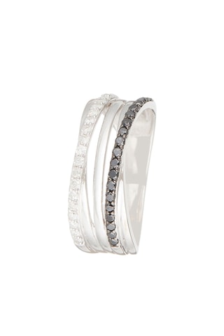 Anello Palmerston - Oro bianco, diamanti e diamanti neri