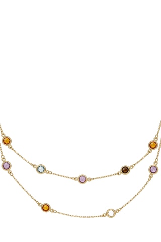 Collana Colormix- Oro giallo, citrino, ametista, topazio e quarzo