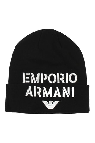 Bonnet en laine vierge - Noir - Emporio Armani