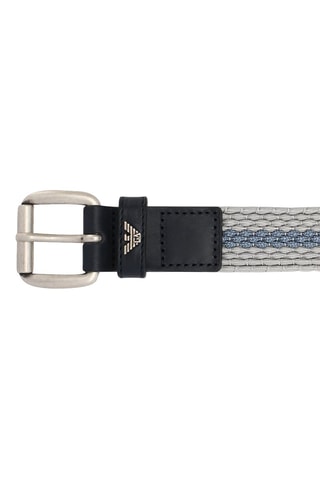 Ceinture en cuir - Bleu marine et gris clair