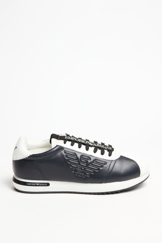 Baskets en cuir - Blanc et noir - Emporio Armani