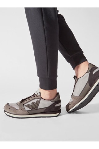 Baskets en nubuck - Rouge brique - Emporio Armani
