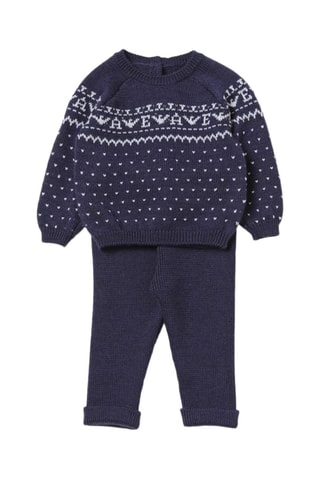 Pull en laine vierge - Bleu marine - Emporio Armani