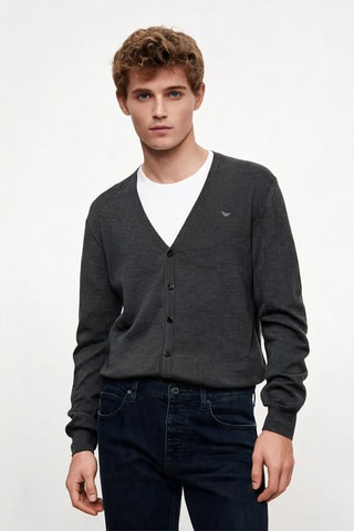 Gilet en laine vierge - Gris - Emporio Armani