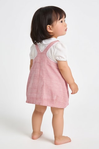 Robe trompe-l'oeil en lin - Rose