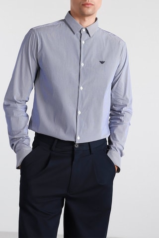 Chemise regular - Bleu et blanc - Emporio Armani