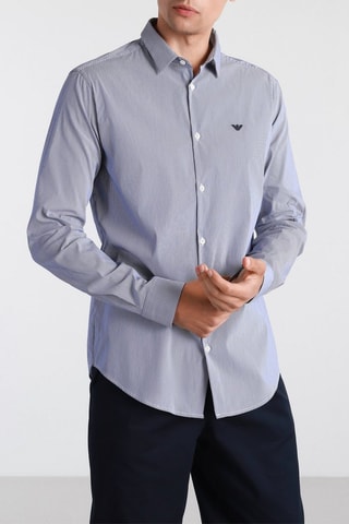 Chemise regular - Bleu et blanc - Emporio Armani