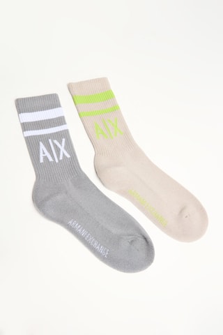 2 paires de chaussettes - Gris chiné et beige - Armani Exchange