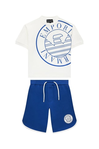 T-shirt - Blanc et bleu cobalt - Emporio Armani