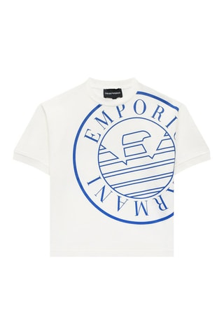 T-shirt - Blanc et bleu cobalt - Emporio Armani