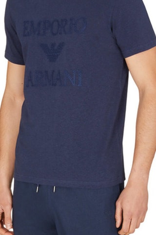 T-shirt en lin - Bleu marine - Emporio Armani