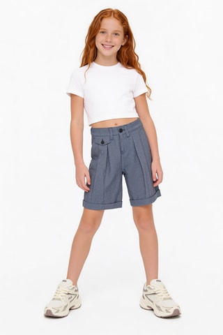 Short en lin - Bleu marine