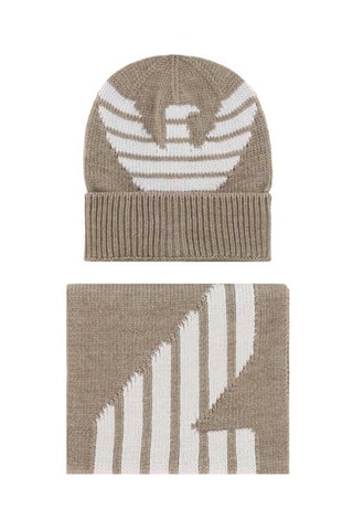 Bonnet et écharpe en laine - Beige - Emporio Armani
