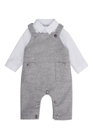 Body-chemise et salopette en laine et cachemire - Gris foncé chiné