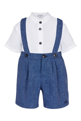 Chemise et short en lin - Blanc et bleu marine
