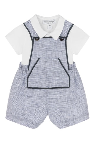 Chemise et salopette en lin - Bleu marine et blanc