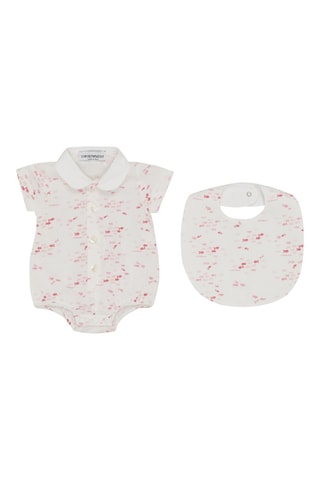 Body-chemise et bavoir - Blanc et rose