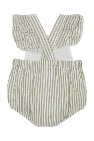 Barboteuse en lin - Vert clair et blanc - Emporio Armani