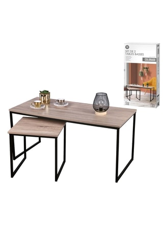 2 tables basses Colorado - 100 x 48 x 48 cm / 40 x 40 x 40 cm