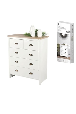 Commode 5 tiroirs Virginia - 97,5 x 80 x 39,5 cm