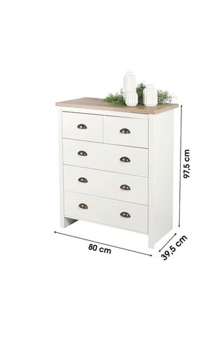 Commode 5 tiroirs Virginia - 97,5 x 80 x 39,5 cm