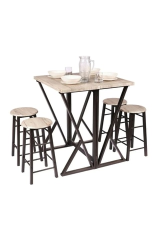 Table de bar et 4 tabourets Dock - 80 x 80 x 89 cm