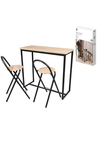 Table de bar et 2 tabourets  en bois Dock - 100 x 40 x 90 cm