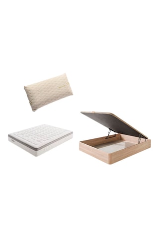Pack colchón Hotel 5 estrellas, canapé de madera y almohada - 30 cm