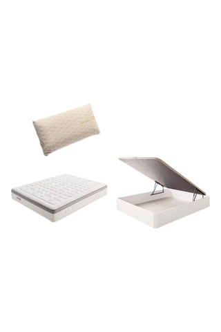 Pack colchón Hotel 5 estrellas, canapé de madera y almohada - 30 cm