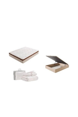 Pack colchón Real Bio Confort, canapé abatible de madera y nórdico - 25 cm