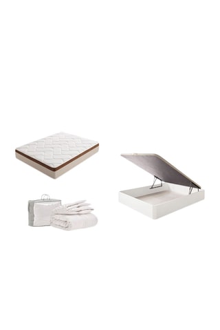 Pack de colchón Rel Bio Confort, canapé abatible de madera y nórdico - 25 cm
